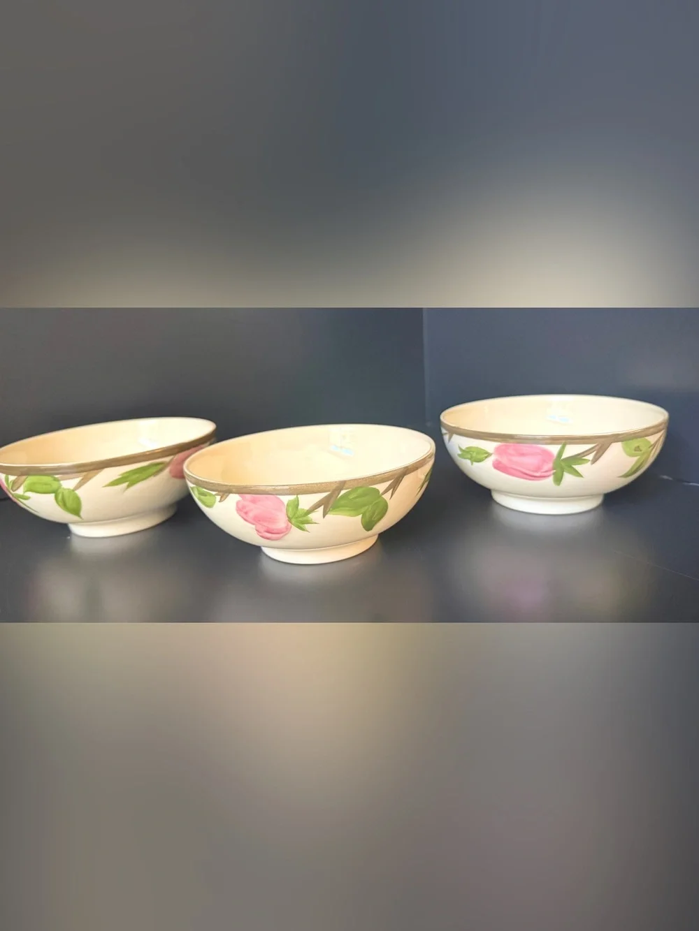 Vintage Franciscan Desert Rose Oatmeal Cereal Bowls Set of 3 England 5.5”